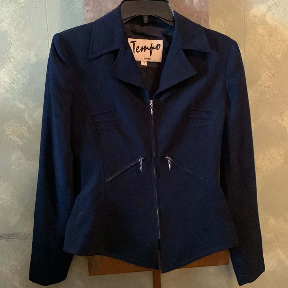 Tempo Paris size 2 navy blue jacket